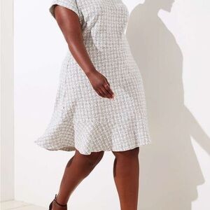 LOFT‎ White Textured Midi Dress